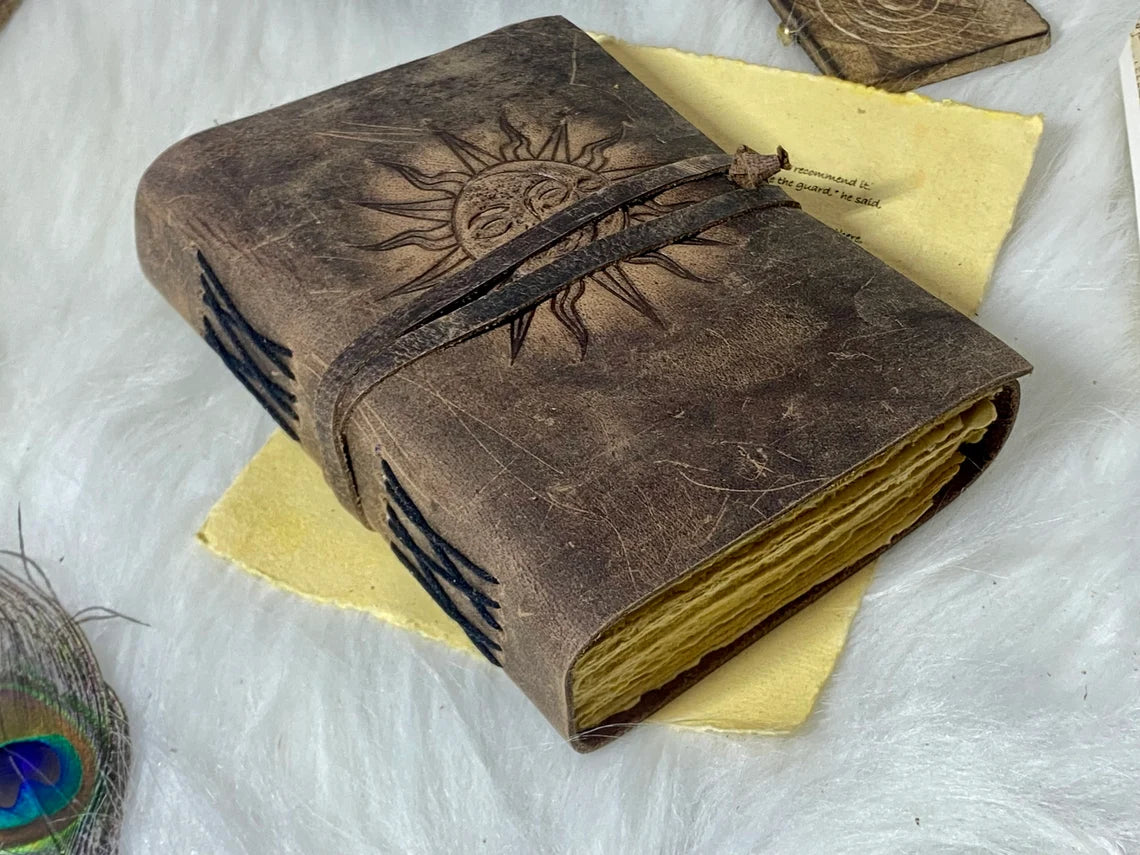 Sun & Moon Leather Spell Journal
