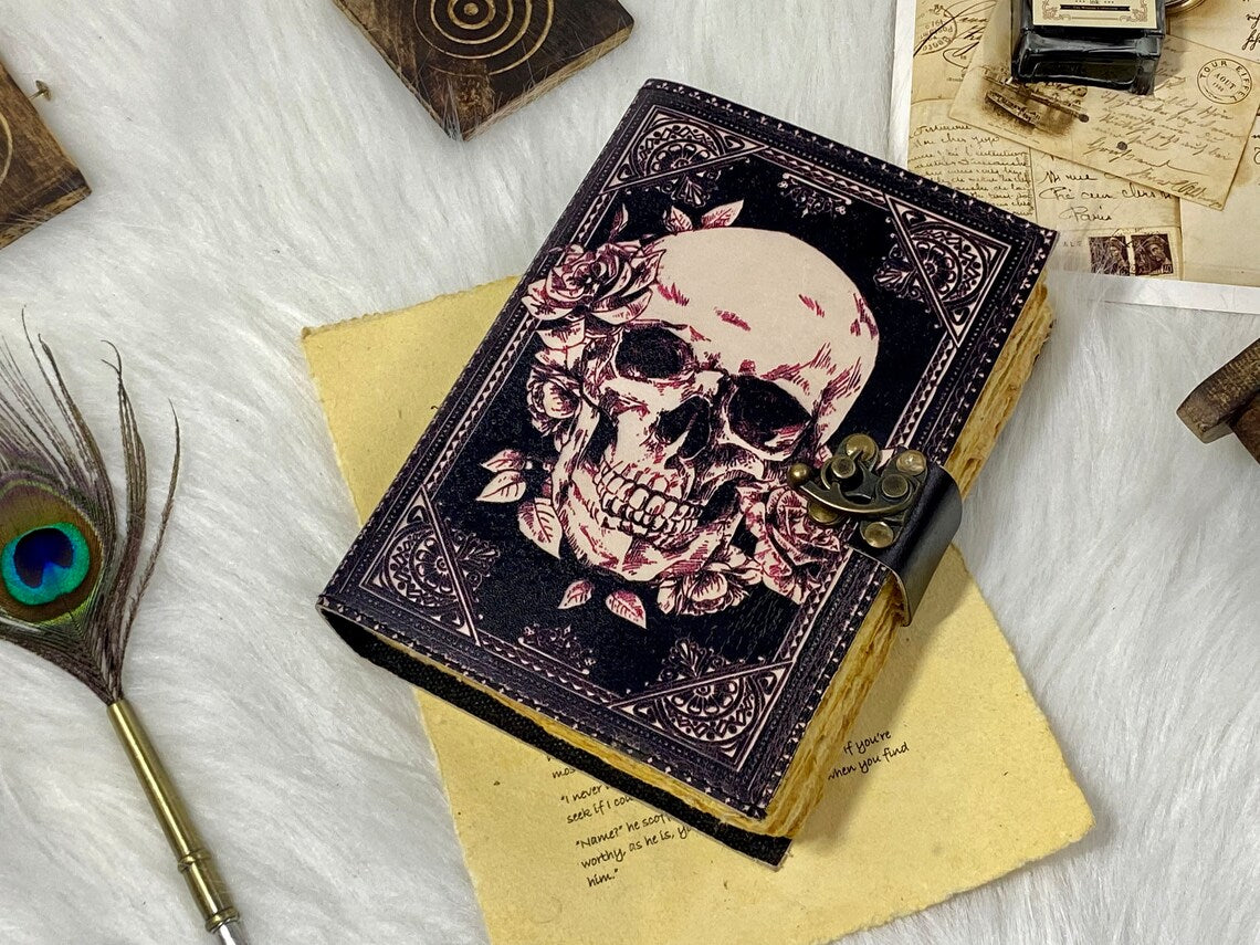Skull Leather Journal – Vintage Spell Book