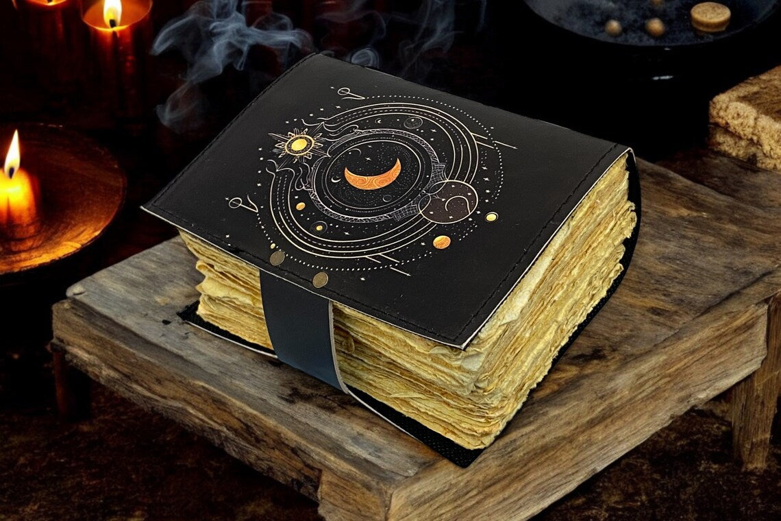 Celestial Moon Phase Leather Journal