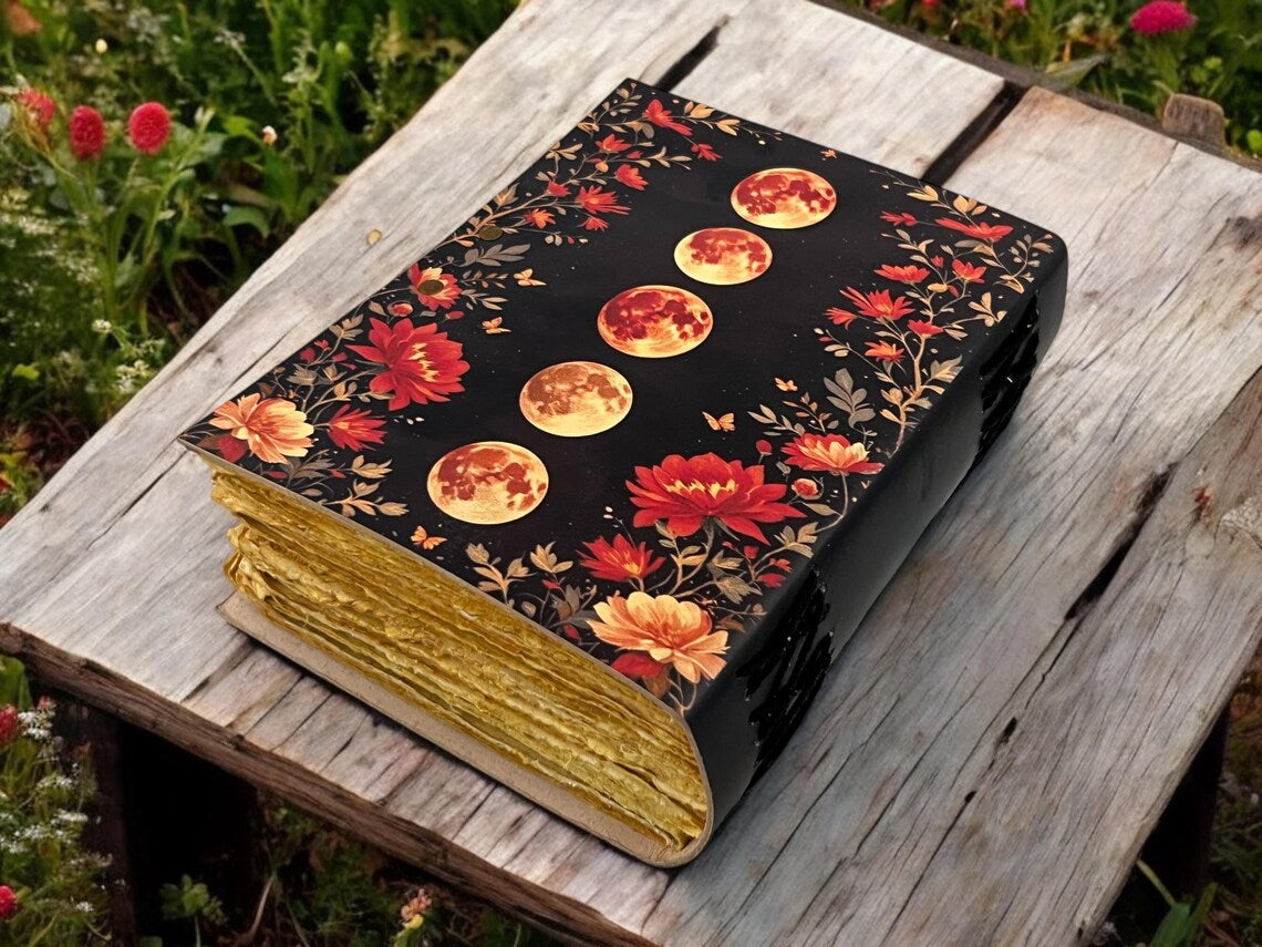 Large Moon Phase Leather Grimoire Journal