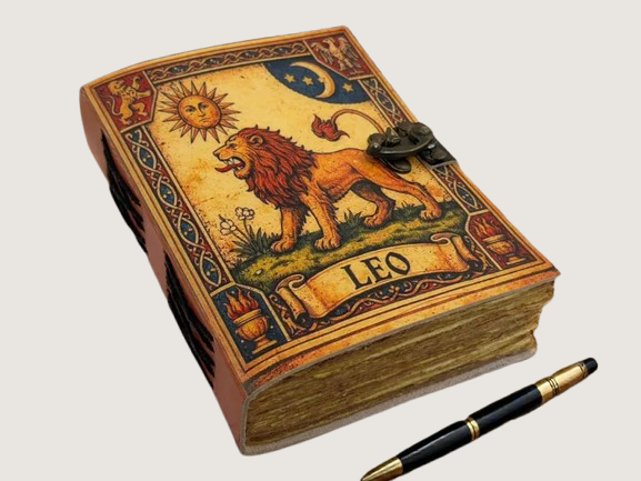Leo Zodiac Leather Journal –5x7 Inch,200 Pages