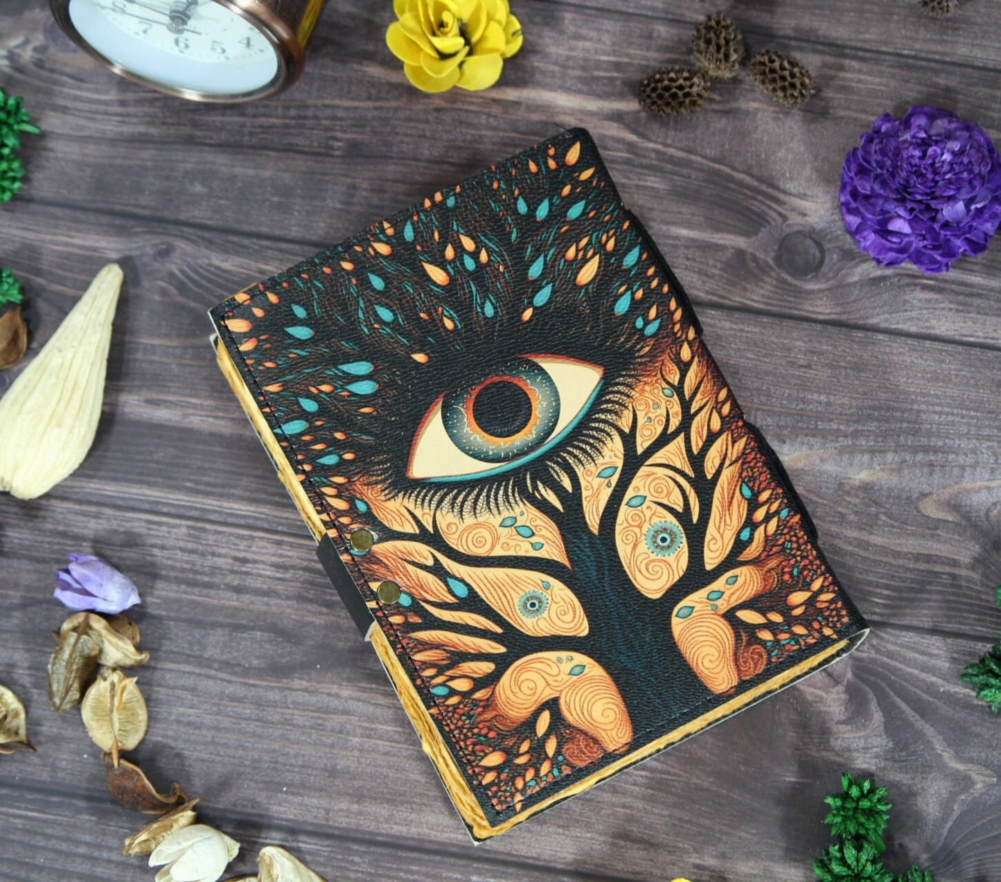 Seeing Eye + Tree Leather Journal (5x7 Inch) Size 200 Pages