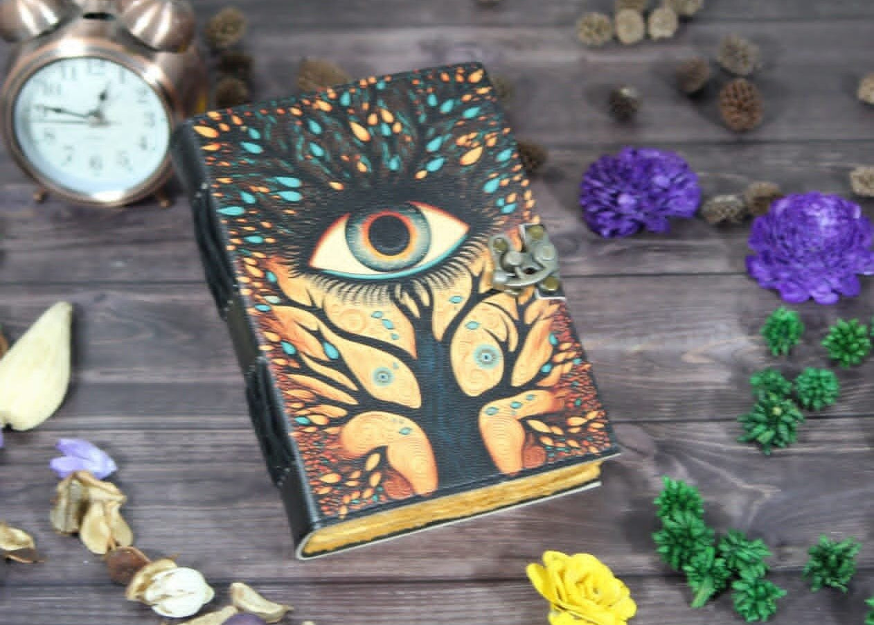Seeing Eye + Tree Leather Journal (5x7 Inch) Size 200 Pages