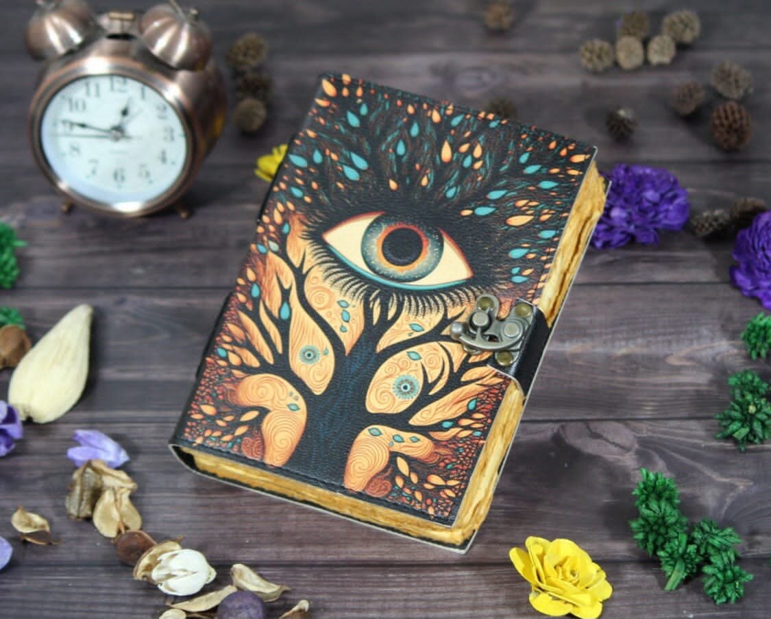 Seeing Eye + Tree Leather Journal (5x7 Inch) Size 200 Pages