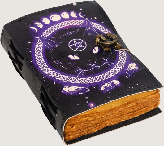 Books Of Spell Leather Journal Magic Cat Goddess Printed Celestial Moon,5x7 Inch,200 Pages