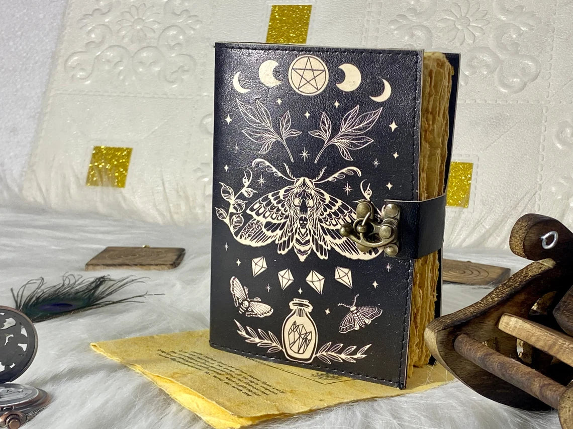 Luna Moth Leather Spell Journal