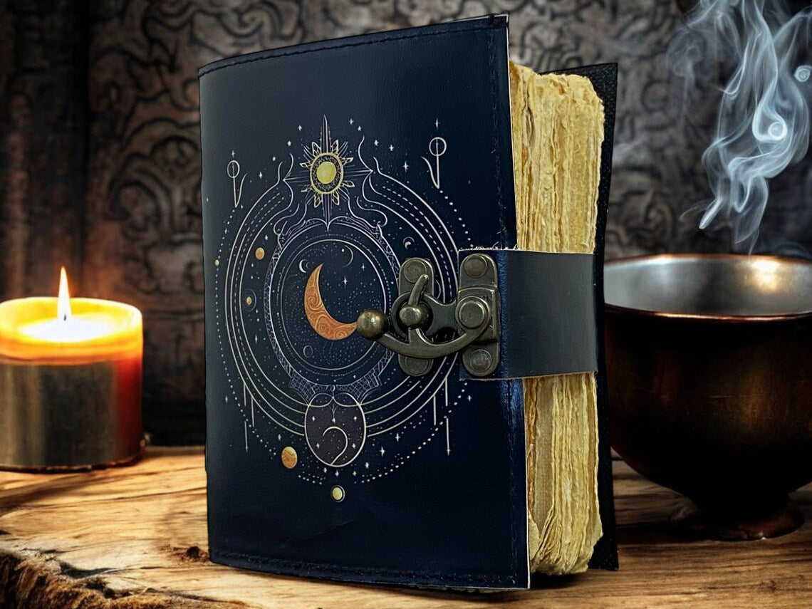 Celestial Moon Phase Leather Journal