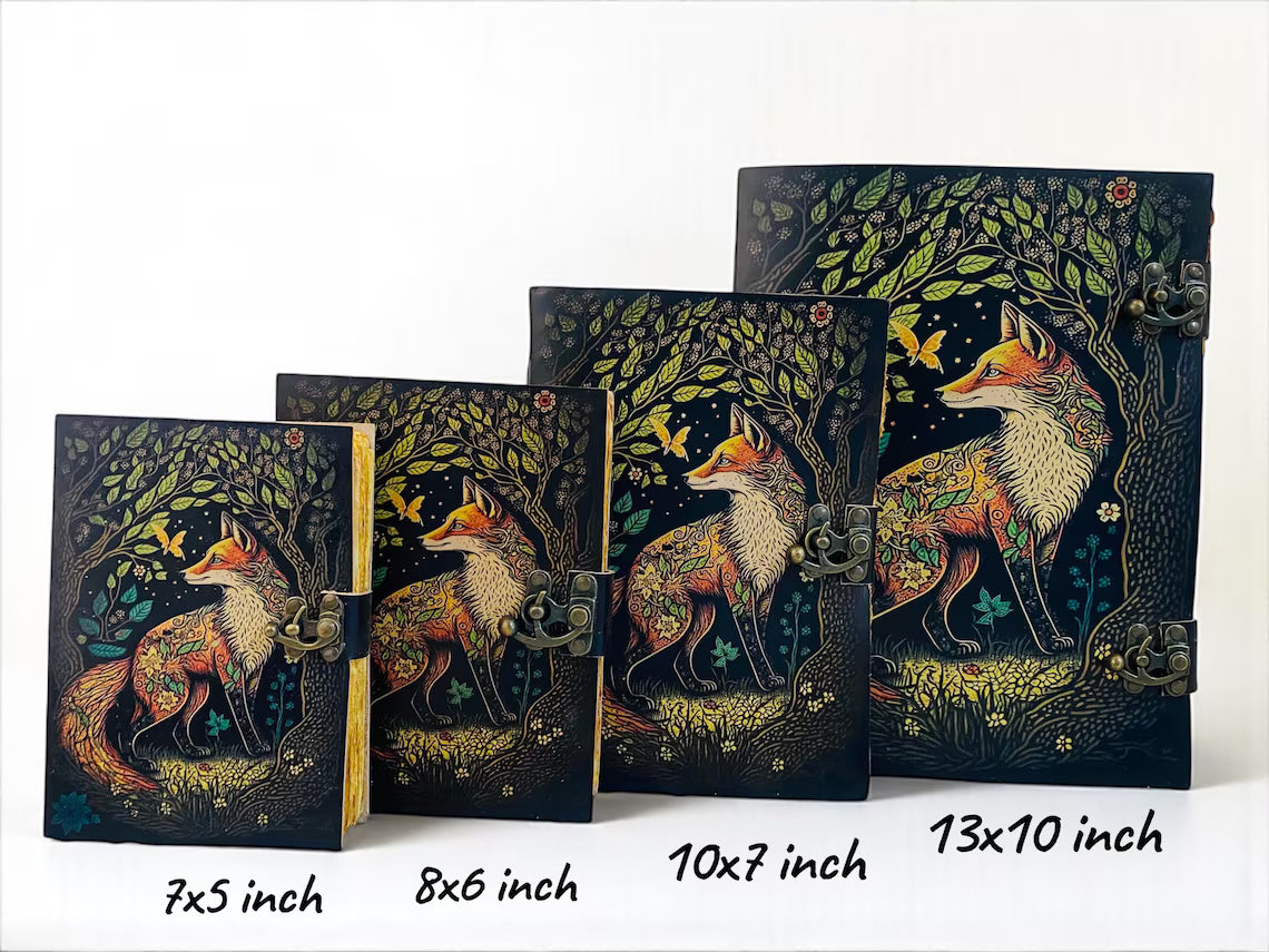 Fox Leather Grimoire Journal –  (5X7Inch), 200 page