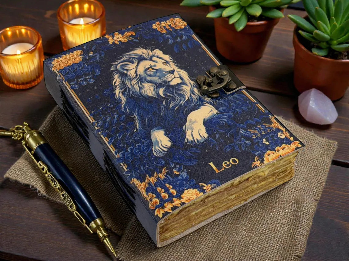 Leo Zodiac Leather Journal – Astrology Notebook