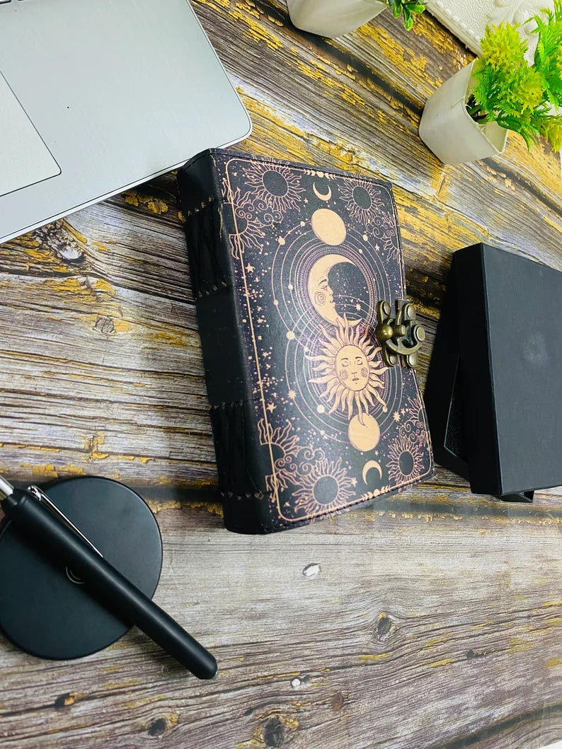 Sun & Moon Rustic Grimoire Journal