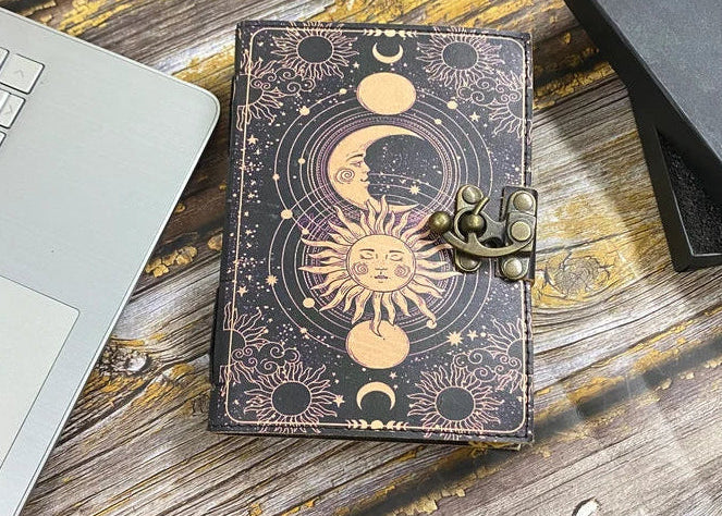 Sun & Moon Rustic Grimoire Journal