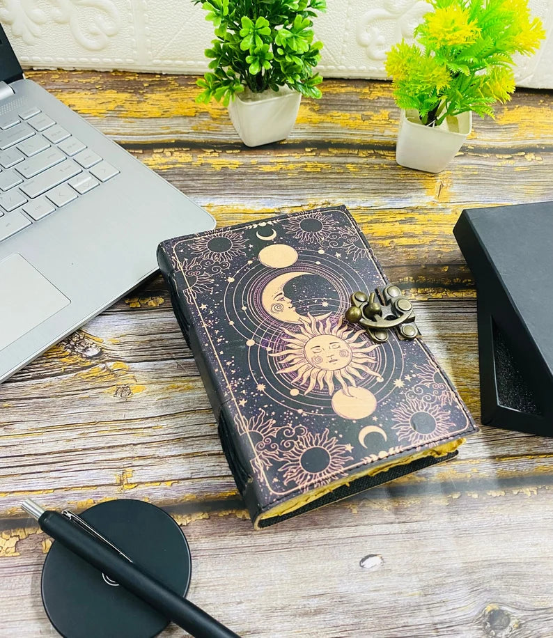 Sun & Moon Rustic Grimoire Journal