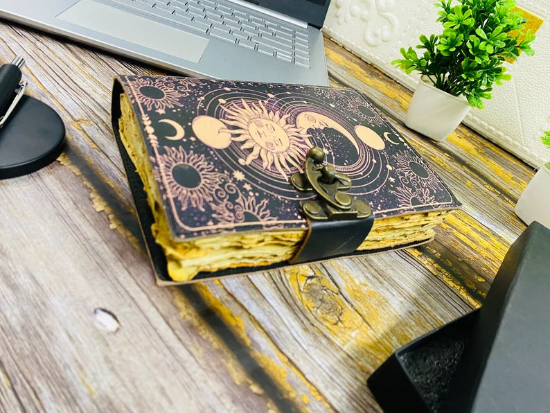 Sun & Moon Rustic Grimoire Journal