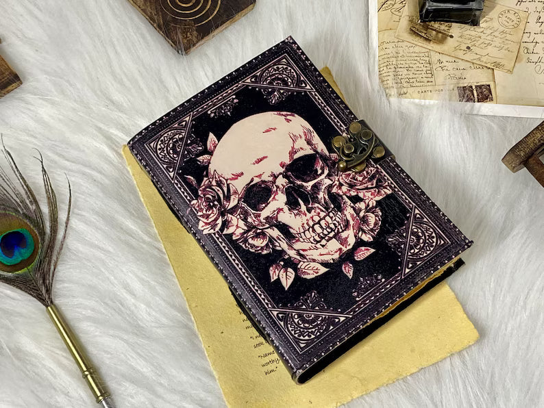 Skull Leather Journal – Vintage Spell Book