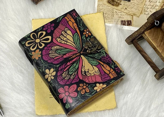 Vintage Butterfly Leather Spell Journal