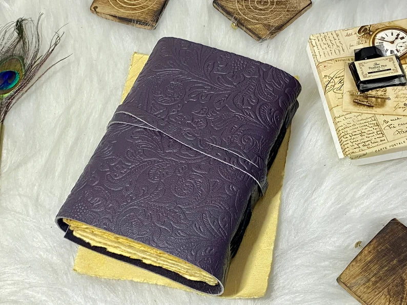 Embossed Flower Leather Journal