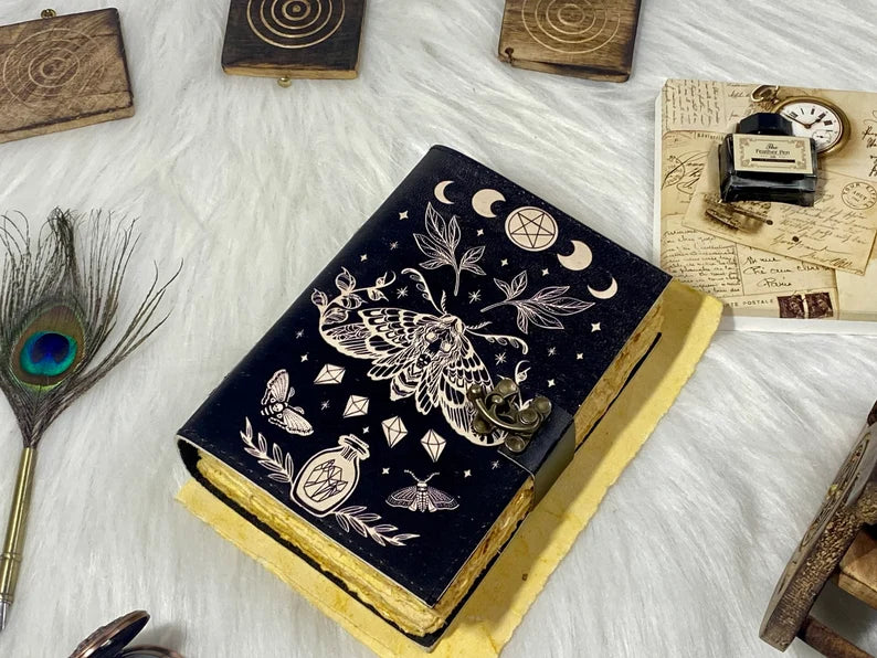 Luna Moth Leather Spell Journal