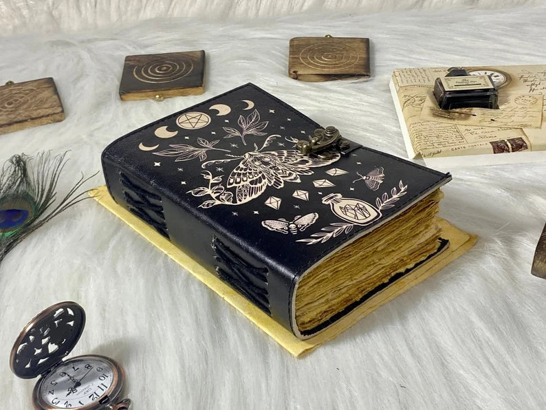 Luna Moth Leather Spell Journal