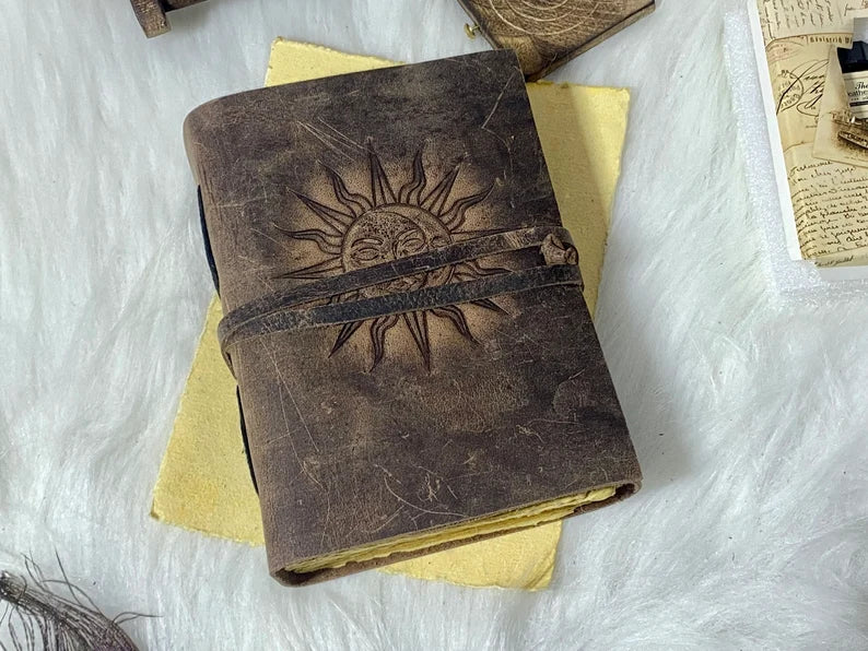 Sun & Moon Leather Spell Journal
