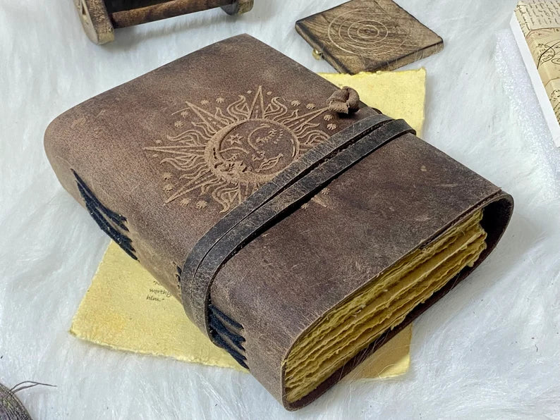 Sun & Moon Leather Spell Journal