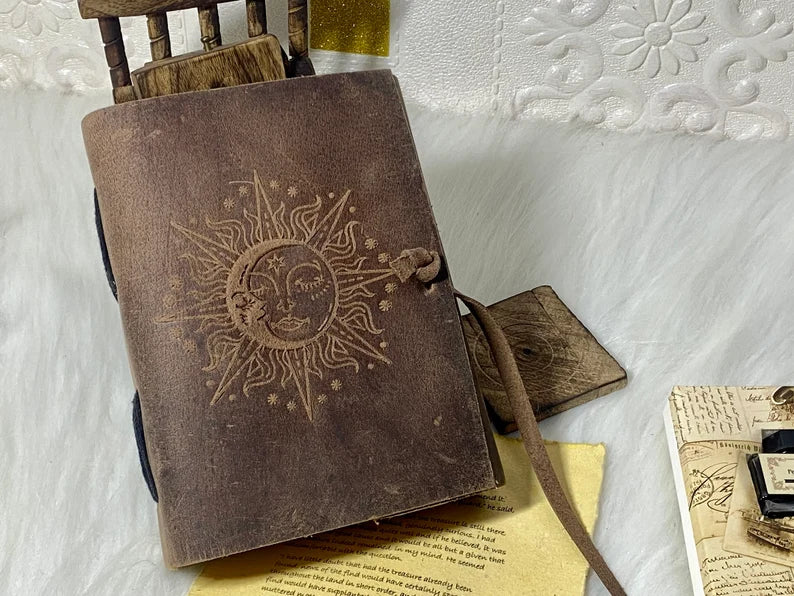 Sun & Moon Leather Spell Journal