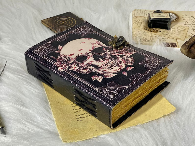 Skull Leather Journal – Vintage Spell Book