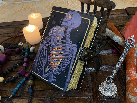 Grimoire Journal – Lovers Tarot Skull Notebook