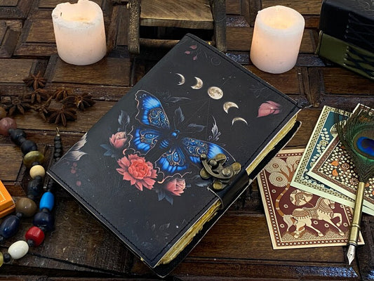 Luna Moth Leather Journal – Book of Shadows 5x7 inch, 200 pages