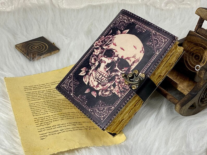 Skull Leather Journal – Vintage Spell Book