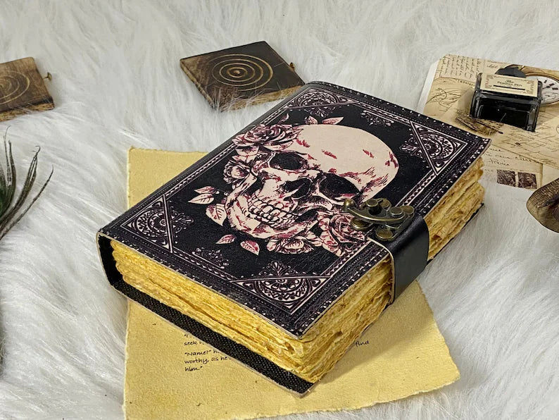 Skull Leather Journal – Vintage Spell Book