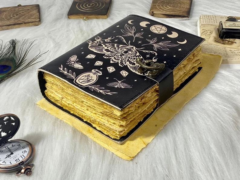 Luna Moth Leather Spell Journal