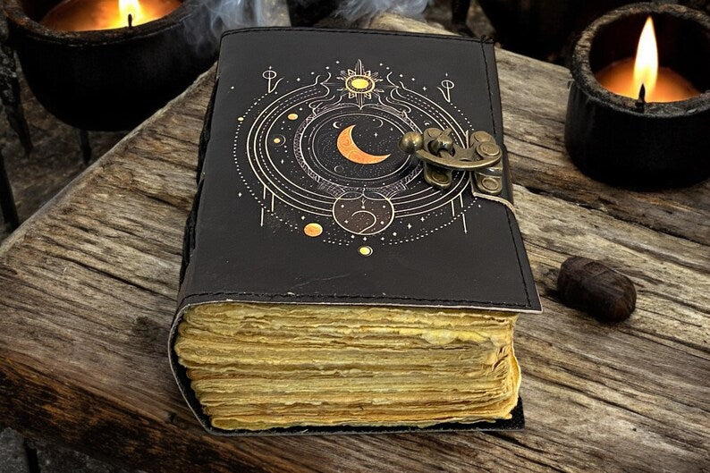 Celestial Moon Phase Leather Journal