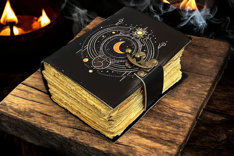 Celestial Moon Phase Leather Journal