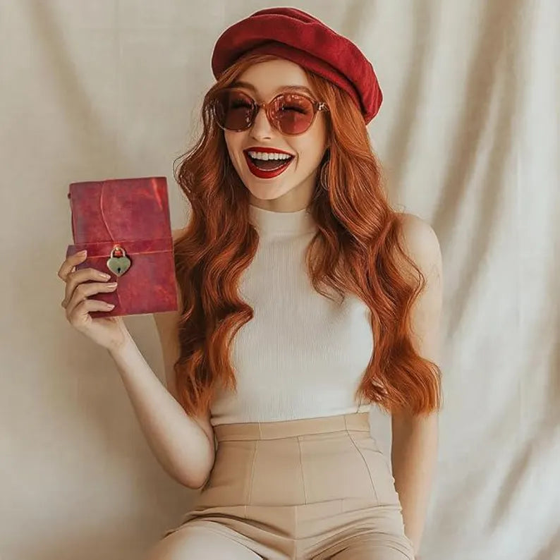 Personalized Heart Lock Leather Journal