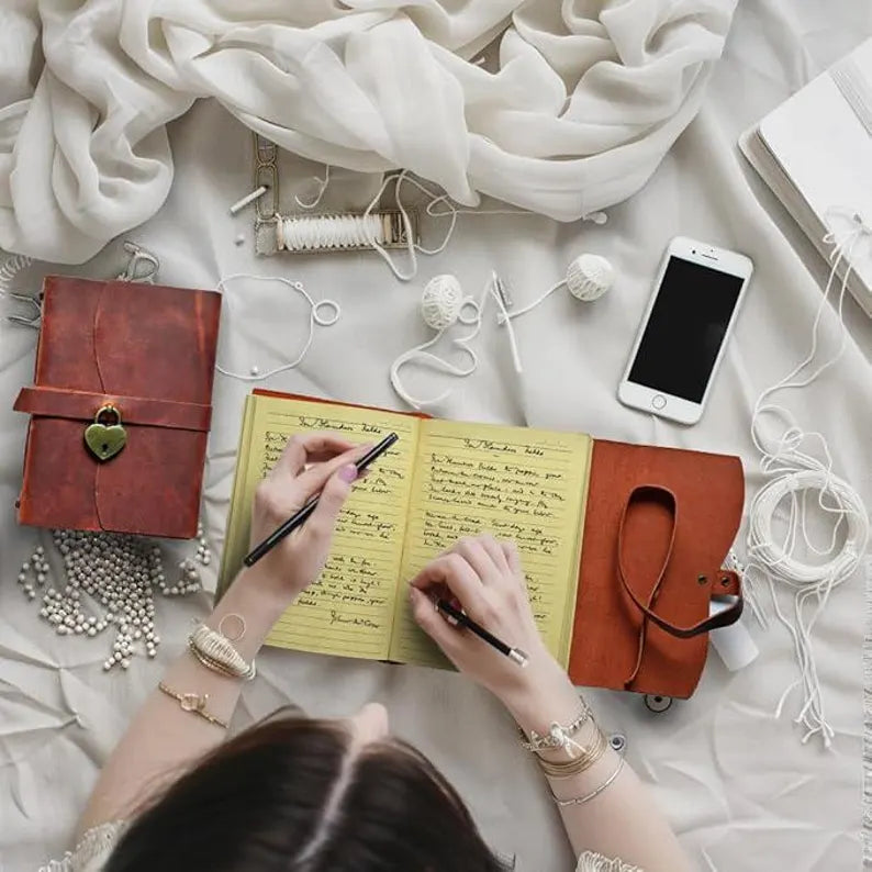 Personalized Heart Lock Leather Journal