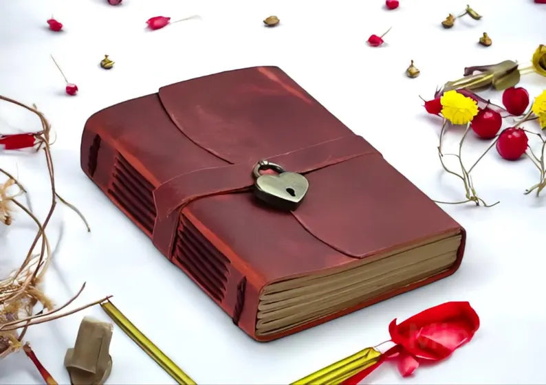 Personalized Heart Lock Leather Journal