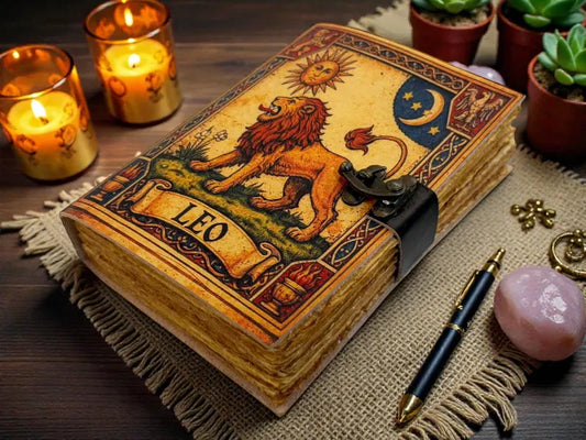 Leo Zodiac Leather Journal –5x7 Inch,200 Pages