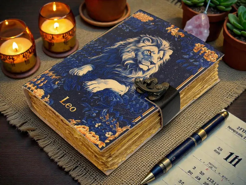 Leo Zodiac Leather Journal – Astrology Notebook